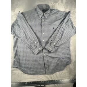 RALPH LAUREN GOLF Men's XXL Tilden Long Sleeve Button Down Blue Plaid Shirt 2XL